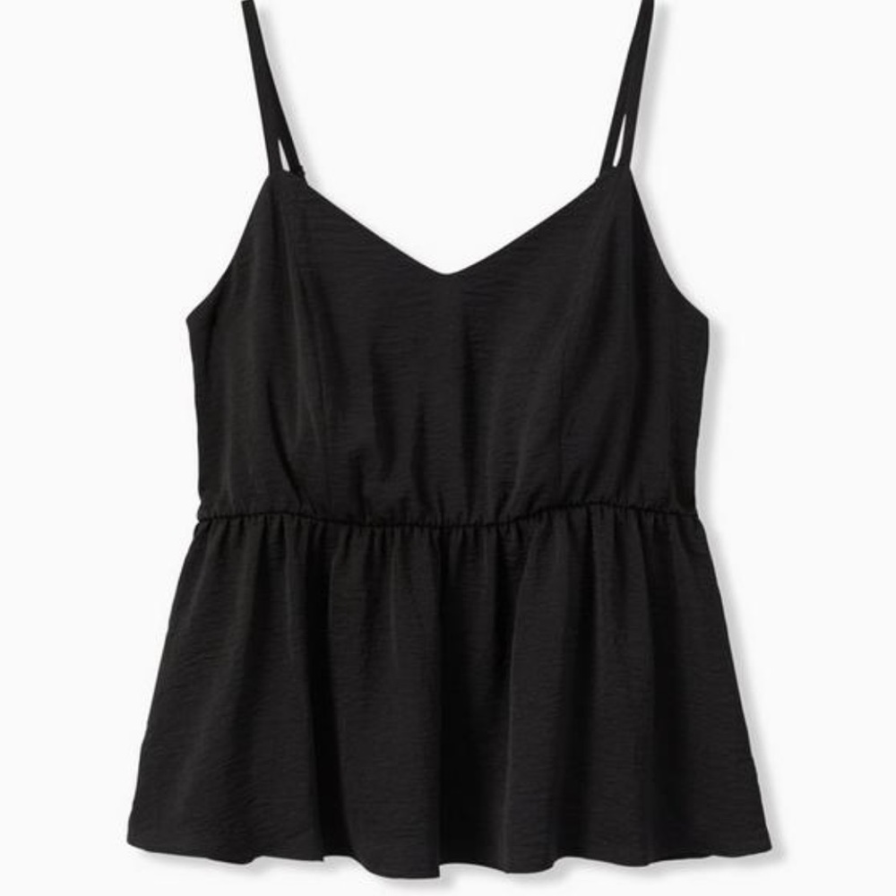 Black Satin Peplum Cami